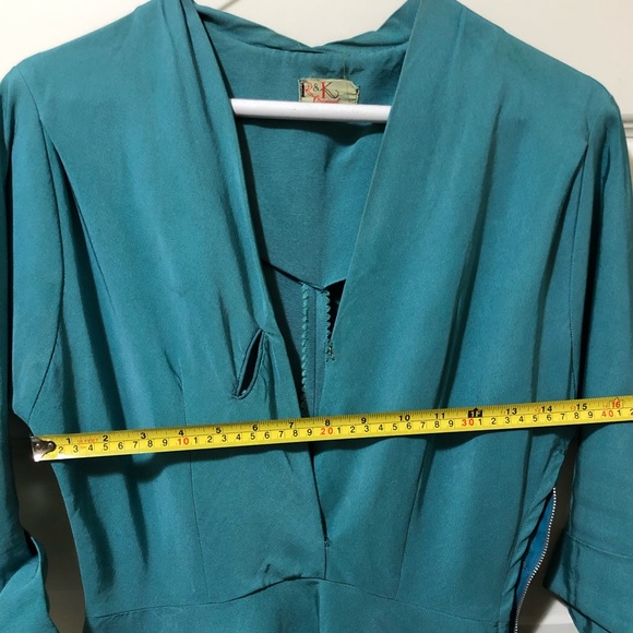 Vintage 1950’s authentic teal dress A-line - Picture 5 of 14